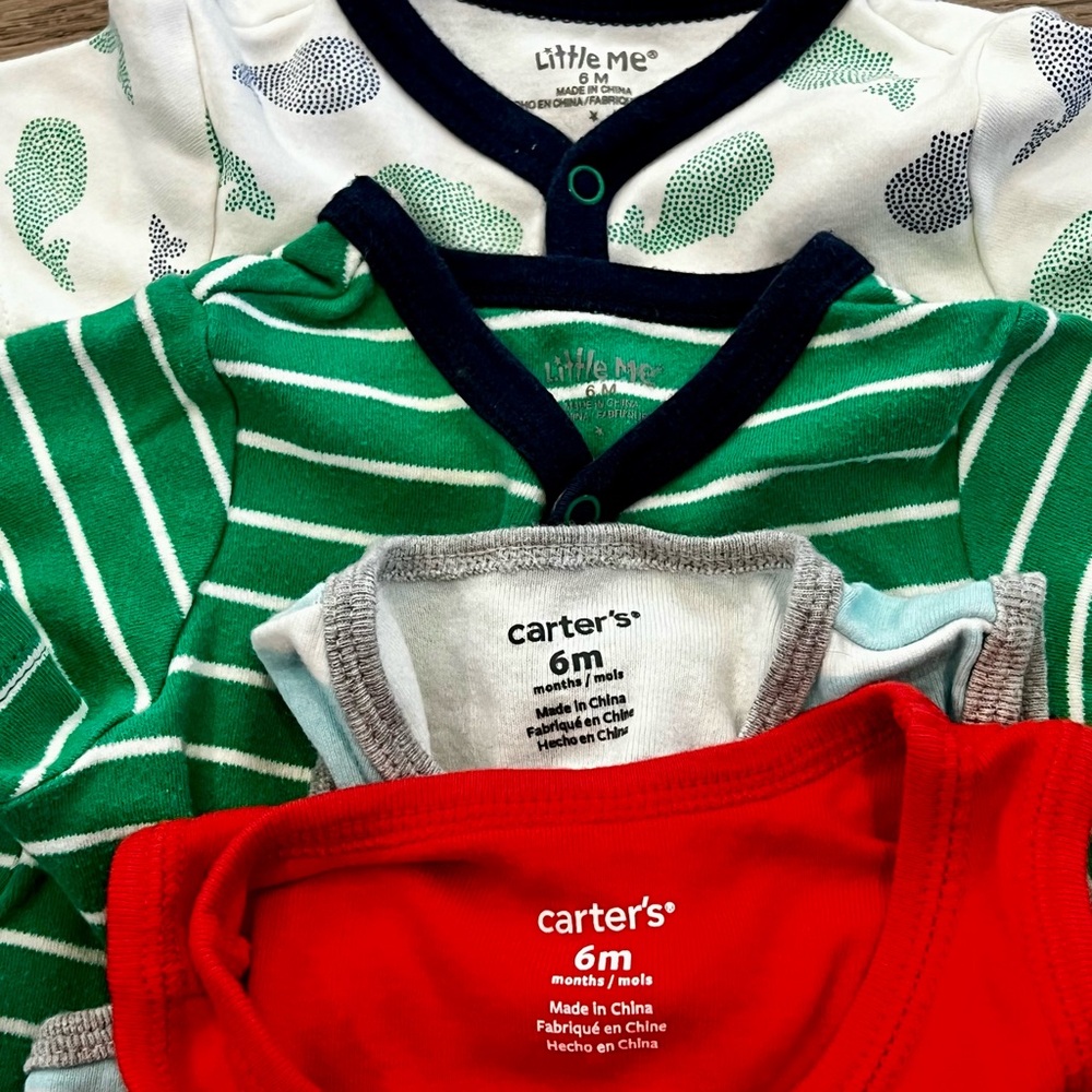 Set/Bundle of 4 Carter’s & Little Me Whale, Octopus and Ocean Bodysuits/Onesies - Picture 3 of 3